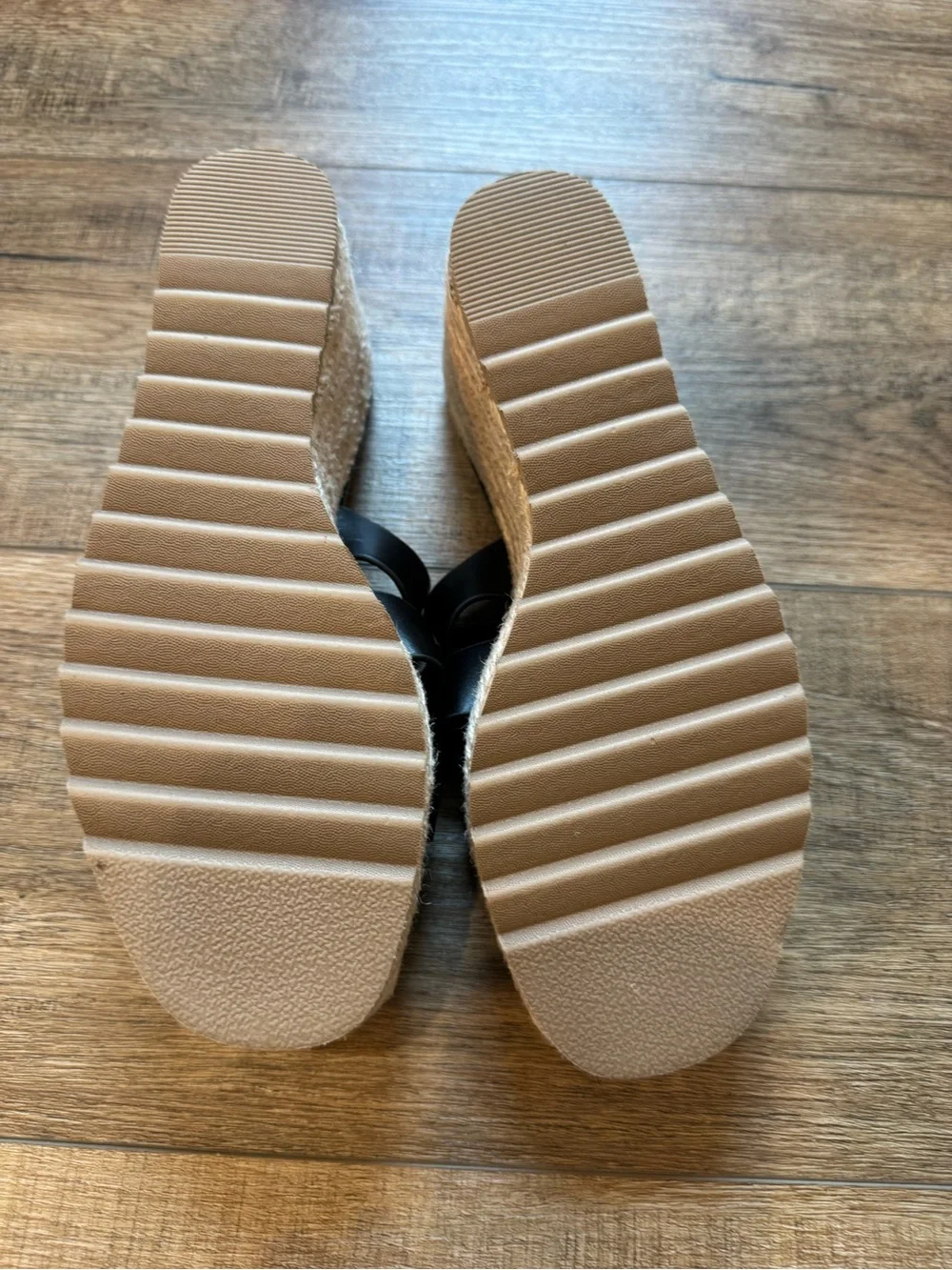 Black Espadrille Wedge Slide Sandals by